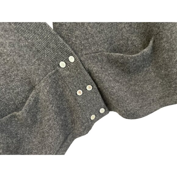 White + Warren 100% Cashmere Two-Tone Gray Cardigan Sweater With Snap Buttons - Picture 4 of 9